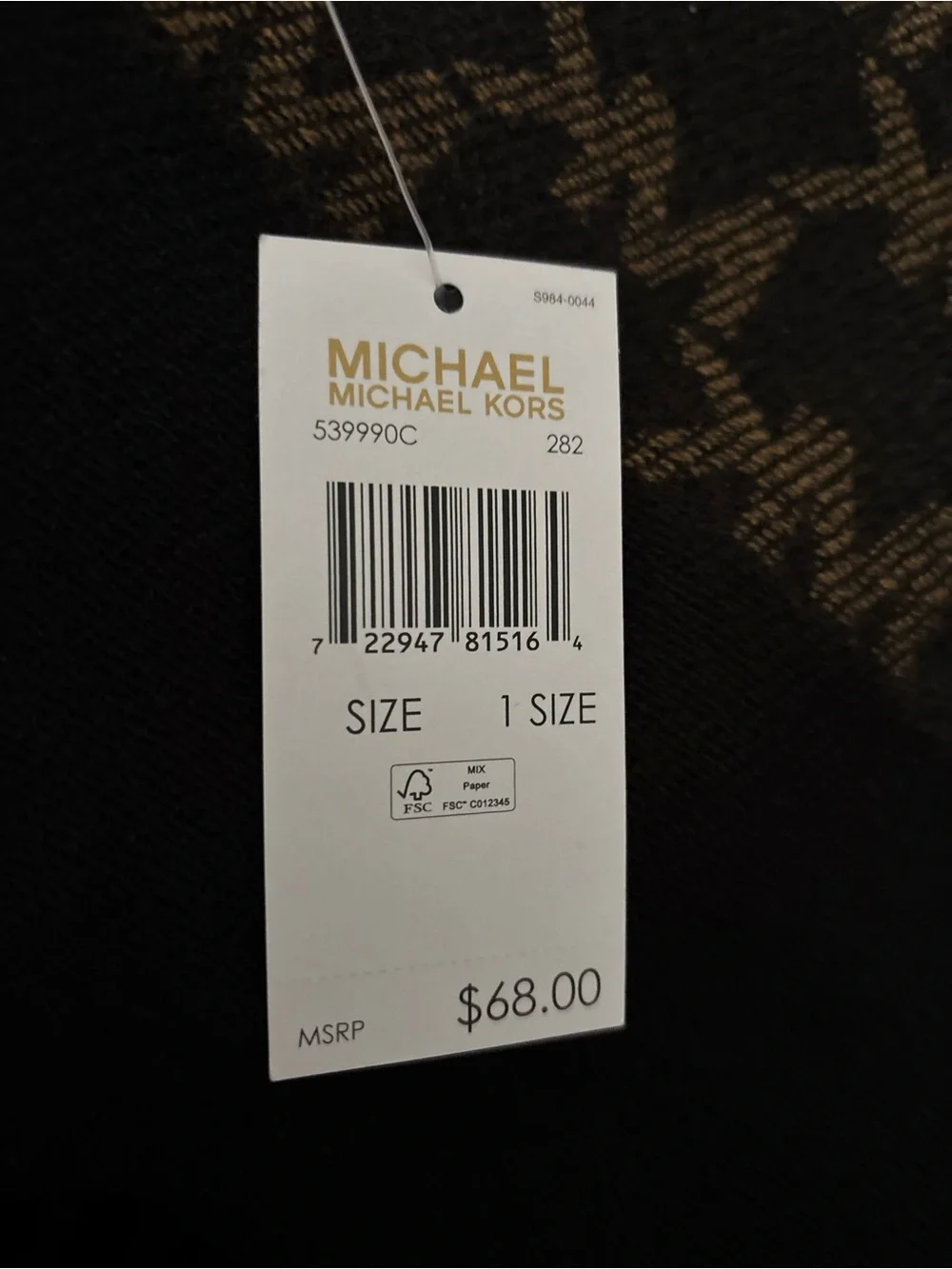 Michael Kors Men’s NWT Black Camel Reversible Logo Knit Scarf Fring